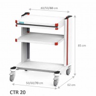 ترالی حمل تجهیزات پزشکی مدل CTR 42 شرکت مهندسی پزشکی کارپذیر